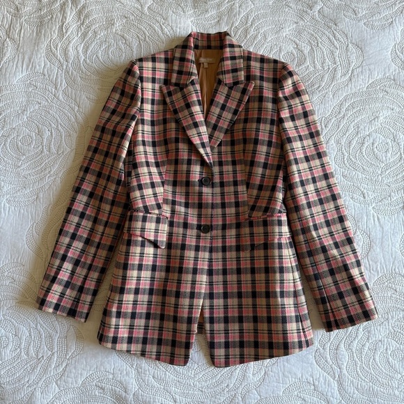 Michael Kors Collection - Plaid Wool Blazer - Rosewood - Picture 4 of 16